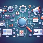 PR SEO moderne Medienarbeit und Suchmaschinenoptimierung Illustration