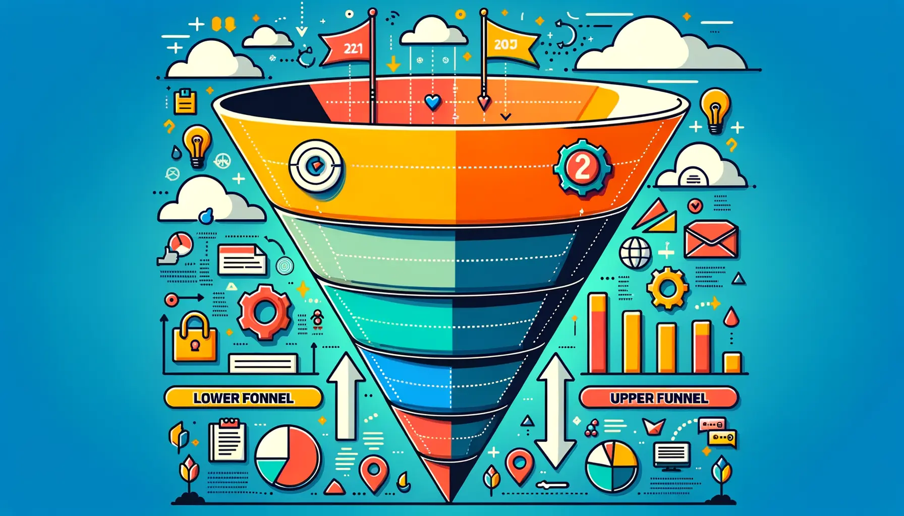 Lower Funnel vs Upper Funnel Illustration Marketing Funnel 2025