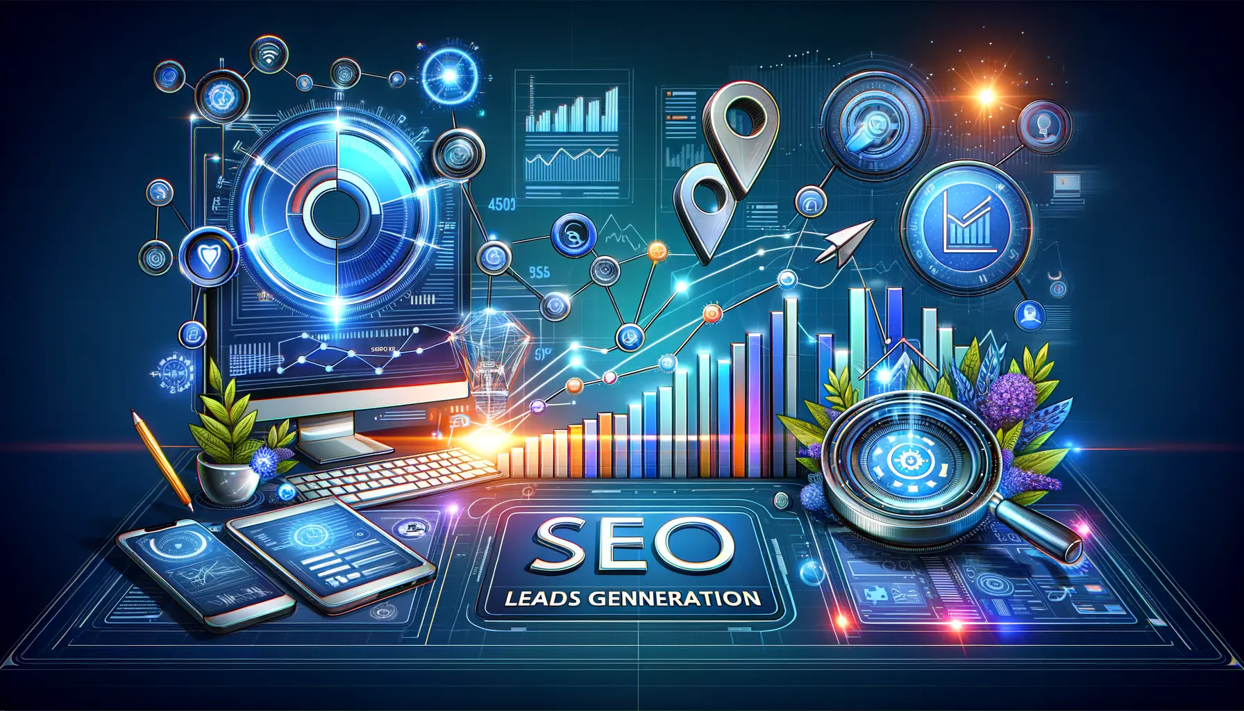 Seo Leads Konzeptbild mit SEO Lead Generierung Fokus 2025