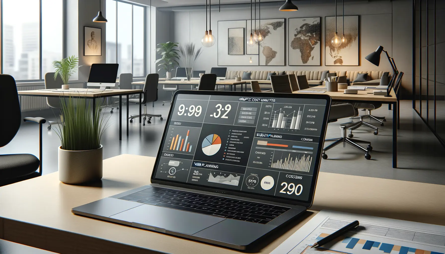 Webdesign-Berater Kostenanalyse und Budgetplanung mit Diagrammen